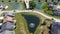 Aerial view of the summerlyn subdivision entrance pond