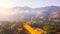 Aerial view. Sunrise Autumn at Nami island ,Seoul Korea