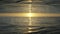 Aerial view of sunrise at the sea, abstract mirror horizon effect. Amazing landscape with the sea at dawn, inception