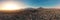 Aerial view of a sunset in Arequipa city with Chachani volcano as background, Peru