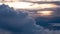 Aerial view of sunset with big cloud at evening sky view on airplane transportation.travel lifestyle.hope concept.