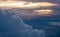 Aerial view of sunset with big cloud at evening sky view on airplane transportation.travel lifestyle.hope concept.