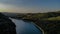 Aerial view of sunset in first day of autumn