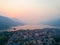 Aerial View Sunset Lakeside Phewa Lake Pokhara