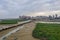 Aerial view of the sunset landscapes and city skyline at Luoyang Bridge, Quanzhou, China.