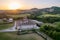 Aerial view of sunset at Marcher region in Italy