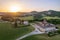 Aerial view of sunset at Marcher region in Italy