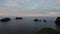 Aerial view sunset the Nameless Bay in the island of Shikotan, Kuril Islands.