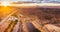 Aerial view of sunset over Flinders Ranges.