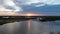 Aerial view of the sunset over the river in Wilmington, NC, USA