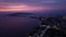 Aerial view at sunset with a purple tone of part of the city of Lecheria with El Morro hill, Anzoategui state, Venezuela