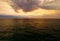 Aerial view sunset sky, Nature beautiful Light Sunset or sunrise over dark sea, Colorful dramatic majestic scenery Sky with