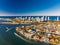 Aerial view of Surfers Paradise and Southport on the Gold Coast,