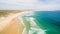 Aerial view of surfing in Baleal near Peniche, Portugal.