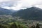 Aerial view of Sutrio Village and BUT RIVER in Northern Italy