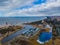 Aerial view of Sventoji resort on the coastline of Baltic sea in Lithuania