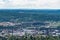 Aerial view of the Swedish mining town Falun taken from the ski jumping tower