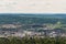 Aerial view of the Swedish mining town Falun, from the top of the ski jumping tower