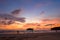 Aerial view sweet sky in sunset above the ocean at Kata beach Phuket