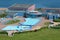 Aerial view swimming pool German island Helgoland in Northsea