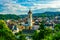 Aerial view of the swiss city schaffhausen and saint johann church...IMAGE