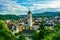 Aerial view of the swiss city schaffhausen and saint johann church...IMAGE