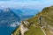 Aerial view of Swiss mountains hike Trail in Central Switzerland