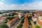 Aerial view on Szczecin skyline with Wyszynskiego street and Brama Portowa square
