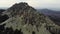 Aerial view of Taganay National Park. Incredible gray rough huge rocks of the Otkliknoy ridge. View of Kruglitsa