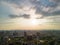 Aerial view of Taichung city Beitun District skyline horizon in sunset time