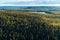 An aerial view of taiga forests in Northern Finland