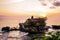 Aerial view of Tanah Lot hindu temple at sunset, Bali, Indonesia