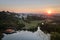 Aerial view of Tangua Park and Curitiba City at sunset - Curitiba, Parana, Brazil