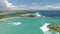 Aerial view of Tanjung Aan beach lagoon and south shore of Lombok, Indonesia