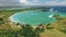 Aerial view of Tanjung Aan beach lagoon and south shore of Lombok, Indonesia