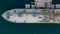 Aerial view tanker park offshore at oil terminal commercial port for transfer crude oil to oil refinery, Global business logistic