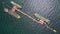 Aerial view tanker ship loading and unloading in port, Tanker ship logistic import export business and transportation with