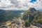 Aerial view on Taraw cliff over El Nido town in Palawan island, Philippines.