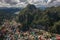 Aerial view on Taraw cliff over El Nido town in Palawan island, Philippines.