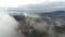 Aerial view of Taunus mountains, fog and clouds