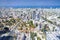 Aerial view of tel aviv skyline with urban skyscrapers and blue sky, Israel