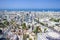 Aerial view of tel aviv skyline with urban skyscrapers and blue sky, Israel