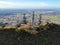 Aerial view of telecommunication antennas on the top of Black Mountain in Carmel Valley, SD, California