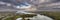 Aerial view of Telford`s Suspension Bridge Across The Menai Starights - Wales, UK