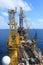 Aerial View of Tender Drilling Oil Rig (Barge Oil Rig)