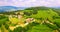Aerial view of Tenuta Coffele, an old farmhouse in the hills around Soave, Italy.