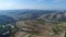 Aerial view of terraced farm field mass production during summer dry season