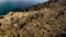 Aerial view on terraced slopes of Taquile island on Titicaca Lake