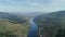 Aerial view of terraced vineyards in Douro Valley