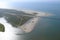 Aerial view of the Texas Gulf Coast, Galveston Island, United States of America.